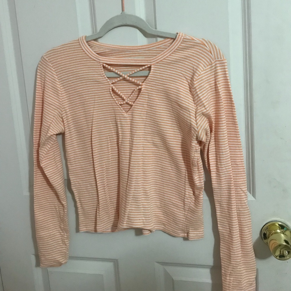 Orange and white stripped long sleeve